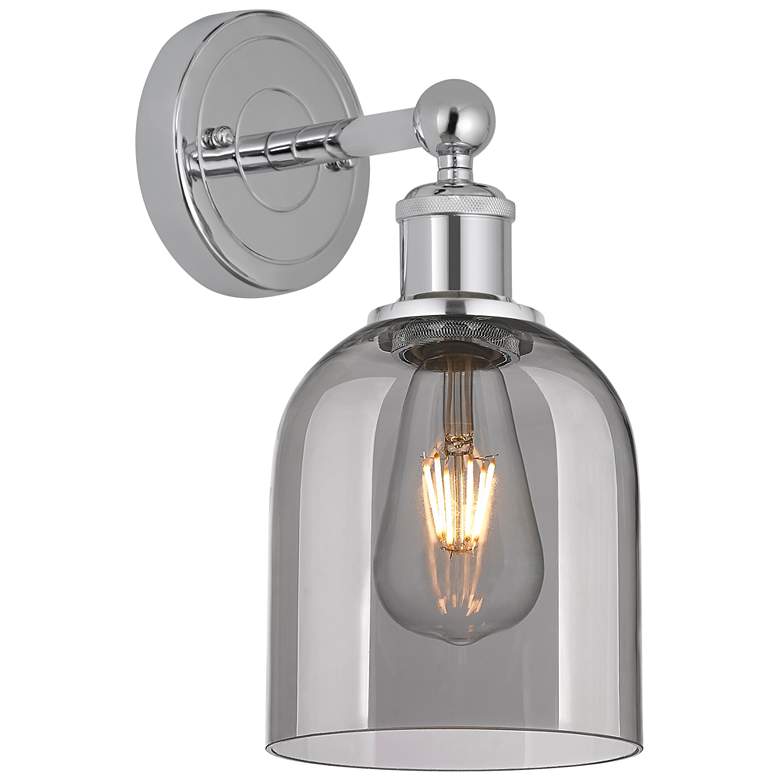 Image 1 Edison Bella 11.75" High Polished Chrome Sconce With Light Smoke Shade
