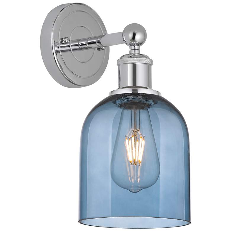 Image 1 Edison Bella 11.75" High Polished Chrome Sconce With Princess Blue Sha