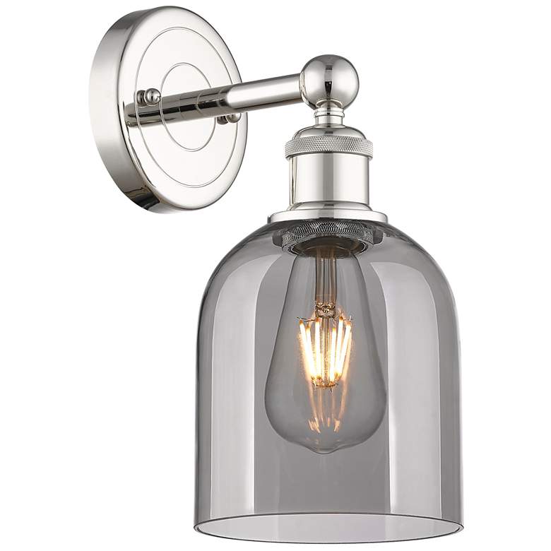 Image 1 Edison Bella 11.75" High Polished Nickel Sconce With Light Smoke Shade