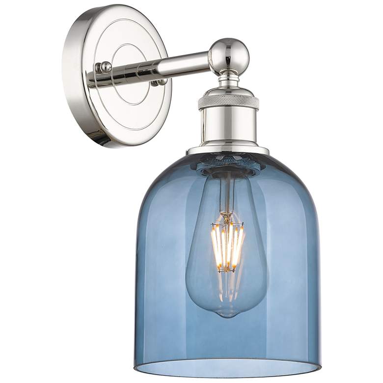 Image 1 Edison Bella 11.75" High Polished Nickel Sconce With Princess Blue Sha