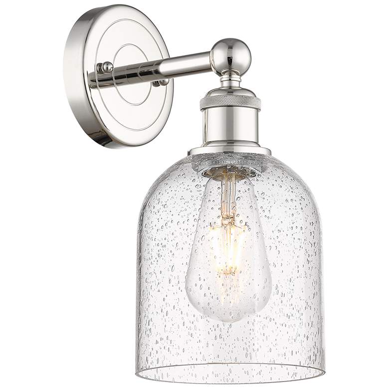 Image 1 Edison Bella 11.75" High Polished Nickel Sconce With Seedy Shade