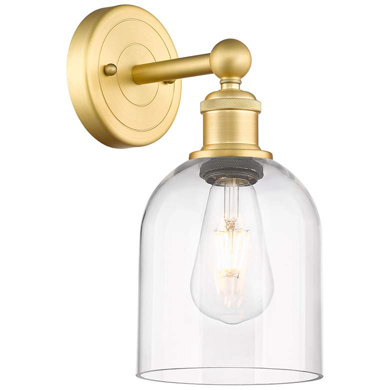 Image 1 Edison Bella 11.75" High Satin Gold Sconce With Clear Shade