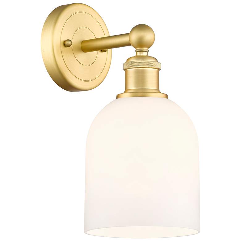 Image 1 Edison Bella 11.75" High Satin Gold Sconce With Glossy White Shade