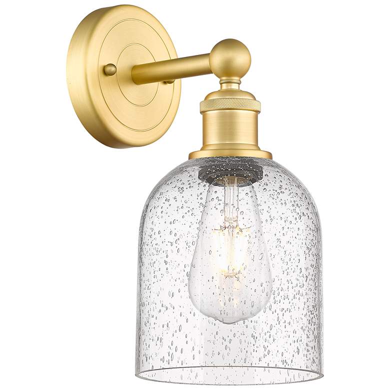 Image 1 Edison Bella 11.75" High Satin Gold Sconce With Seedy Shade