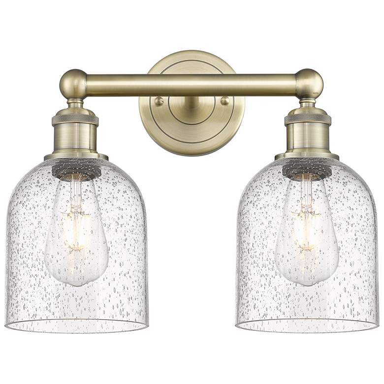 Image 1 Edison Bella 14.5" Wide 2 Light Antique Brass Bath Light With Seedy Sh