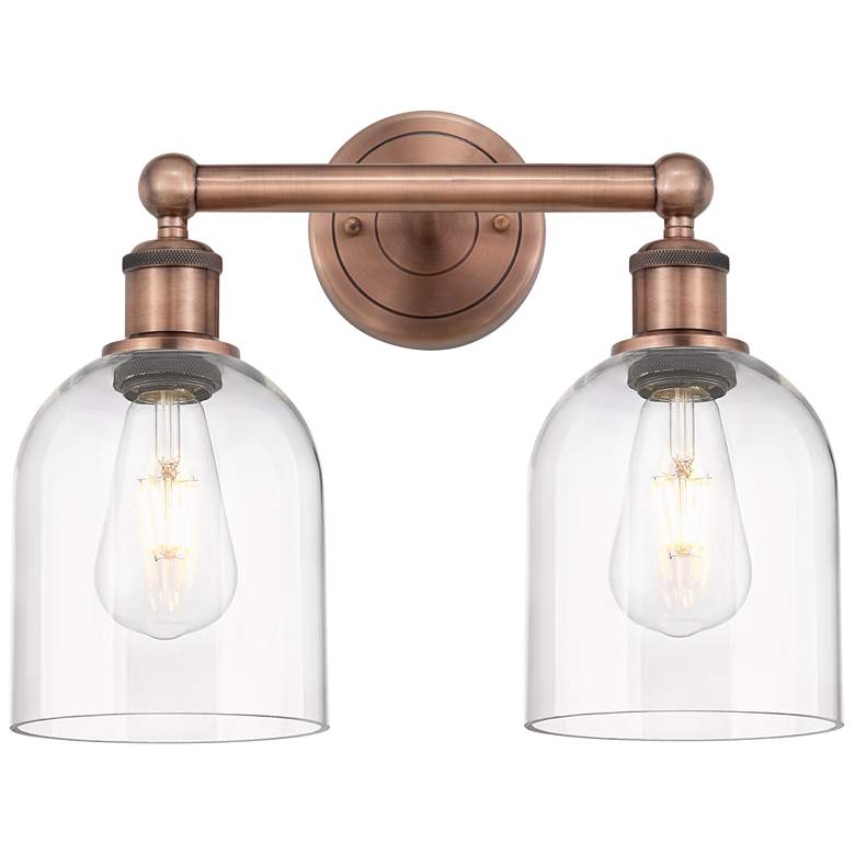Image 1 Edison Bella 14.5" Wide 2 Light Antique Copper Bath Light With Clear S