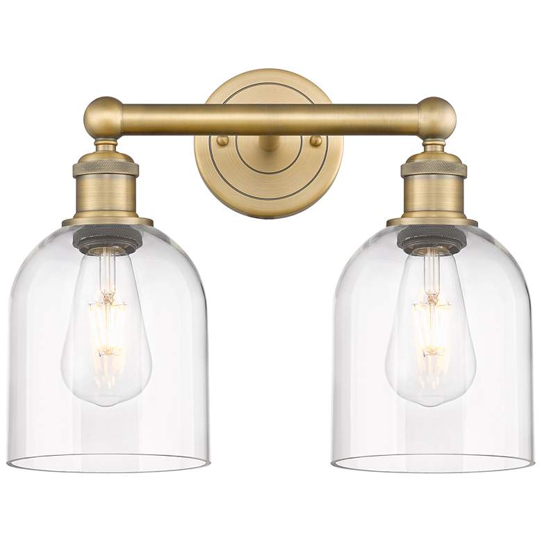 Image 1 Edison Bella 14.5" Wide 2 Light Brushed Brass Bath Light With Clear Sh