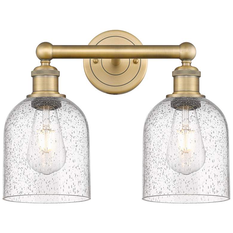 Image 1 Edison Bella 14.5" Wide 2 Light Brushed Brass Bath Light With Seedy Sh