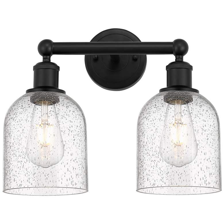 Image 1 Edison Bella 14.5" Wide 2 Light Matte Black Bath Light With Seedy Shad