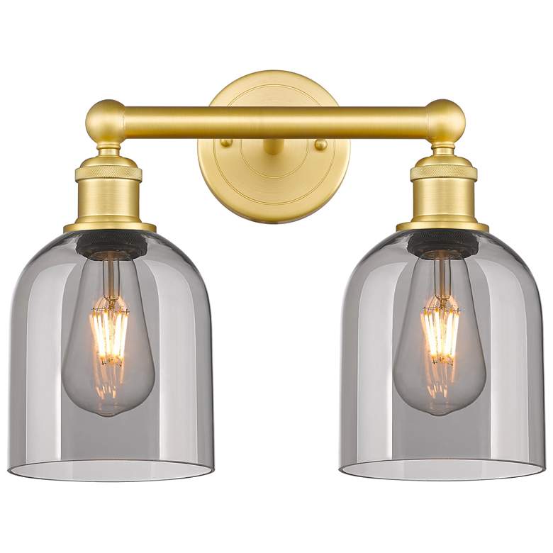 Image 1 Edison Bella 14.5" Wide 2 Light Satin Gold Bath Light w/ Light Smoke S