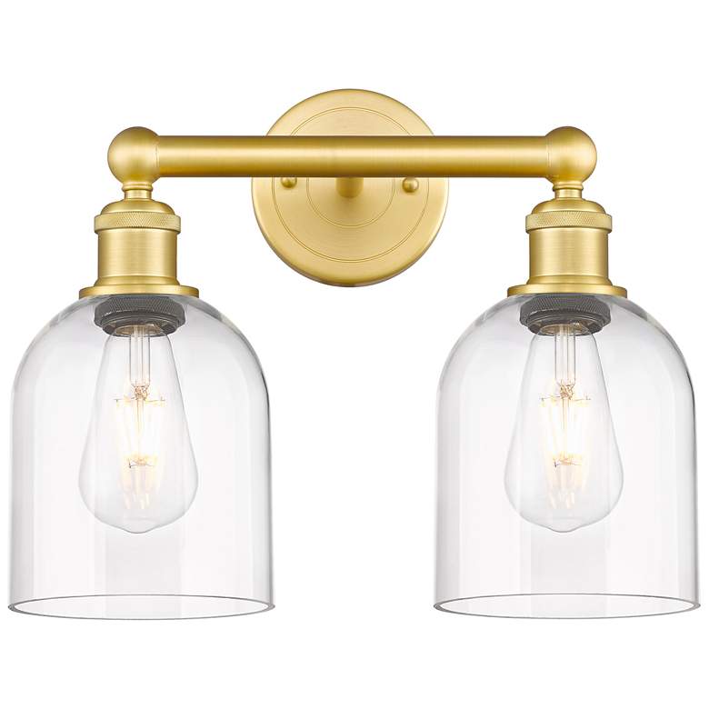 Image 1 Edison Bella 14.5" Wide 2 Light Satin Gold Bath Light With Clear Shade