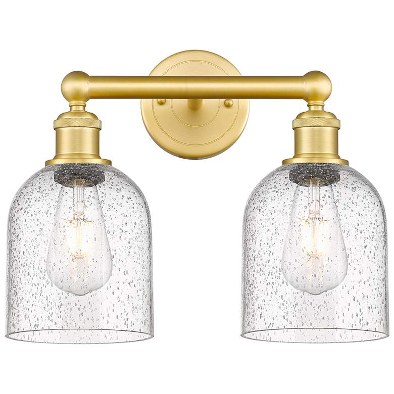 Image 1 Edison Bella 14.5" Wide 2 Light Satin Gold Bath Light With Seedy Shade
