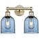 Edison Bella 14.5"W 2 Light Antique Brass Bath Light w/ Princess Blue