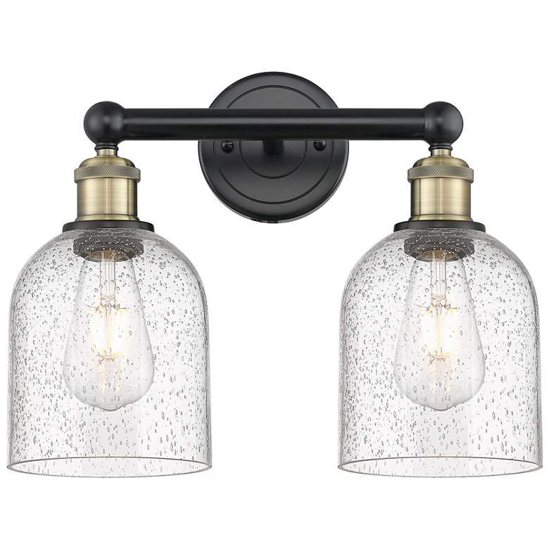 Image 1 Edison Bella 14.5"W 2 Light Black Antique Brass Bath Light w/ Seedy Sh