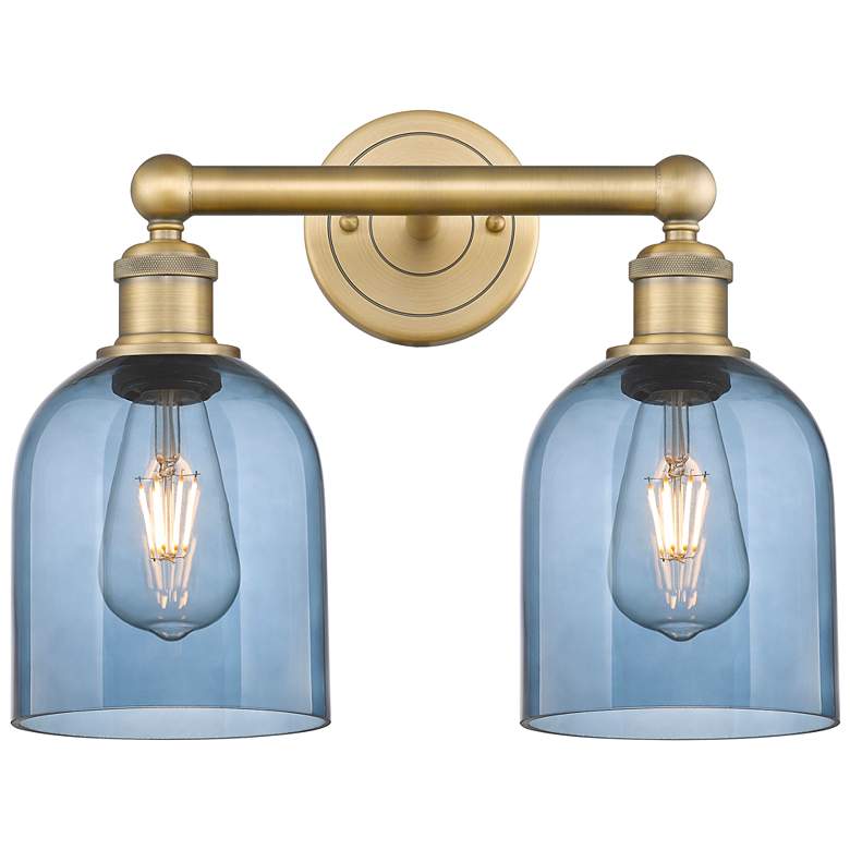 Image 1 Edison Bella 14.5"W 2 Light Brushed Brass Bath Light w/ Princess Blue