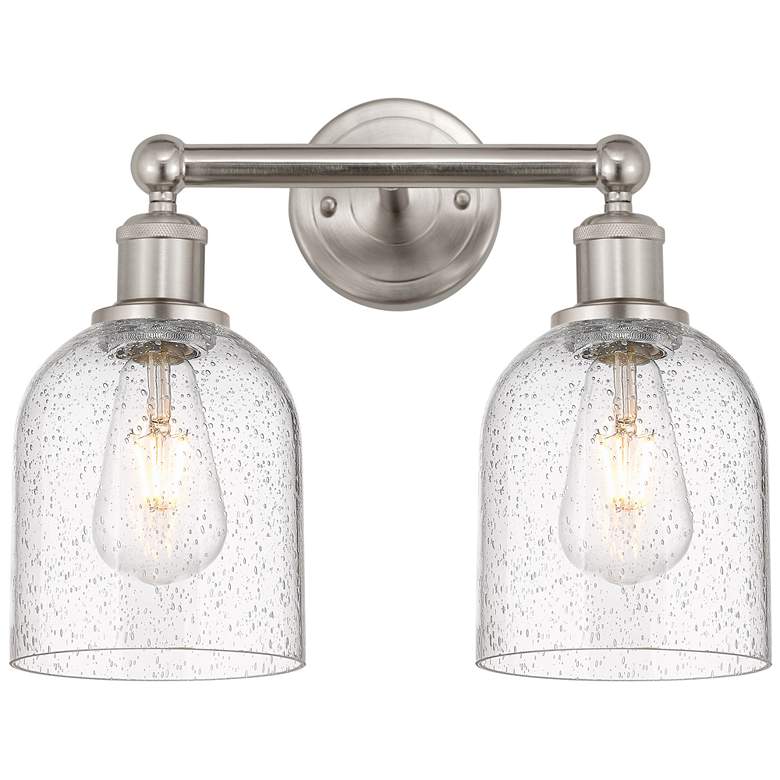 Image 1 Edison Bella 14.5"W 2 Light Brushed Satin Nickel Bath Light w/ Seedy S