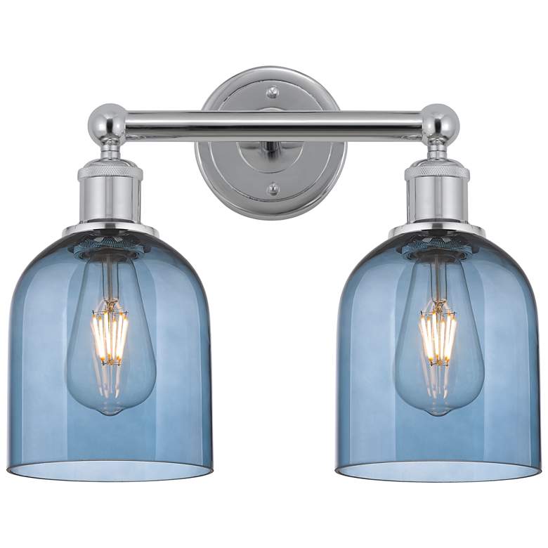 Image 1 Edison Bella 14.5"W 2 Light Chrome Bath Light w/ Princess Blue Shade