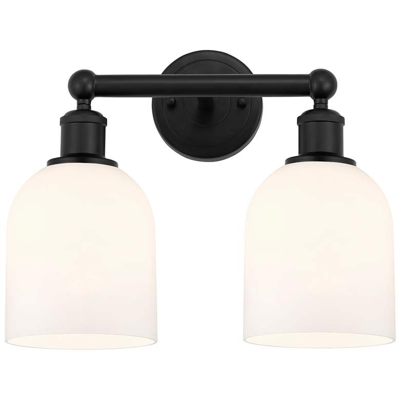 Image 1 Edison Bella 14.5"W 2 Light Matte Black Bath Light w/ Glossy White Sha