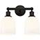 Edison Bella 14.5"W 2 Light Oiled Bronze Bath Light w/ Glossy White Sh