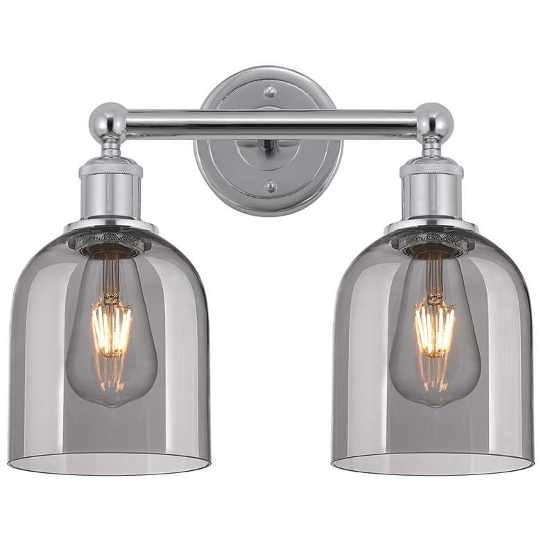 Image 1 Edison Bella 14.5"W 2 Light Polished Chrome Bath Light w/ Light Smoke