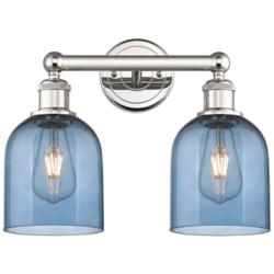Edison Bella 14.5"W 2 Light Polished Nickel Bath Light w/ Blue Shade
