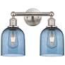 Edison Bella 14.5"W 2 Light Satin Nickel Bath Light w/ Princess Blue S