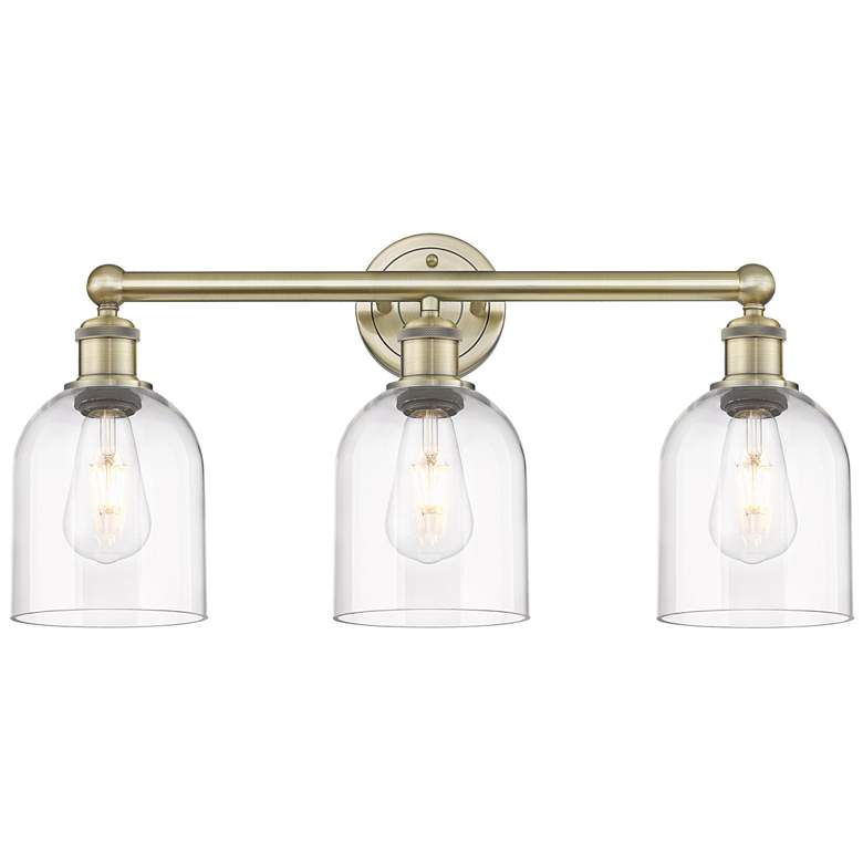 Image 1 Edison Bella 23.5" Wide 3 Light Antique Brass Bath Light With Clear Sh