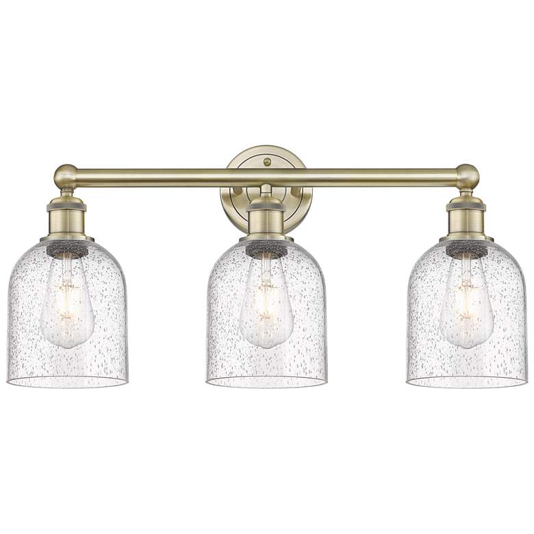 Image 1 Edison Bella 23.5" Wide 3 Light Antique Brass Bath Light With Seedy Sh