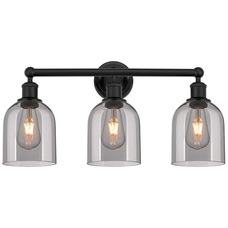 Image 1 Edison Bella 23.5" Wide 3 Light Matte Black Bath Light w/ Light Smoke
