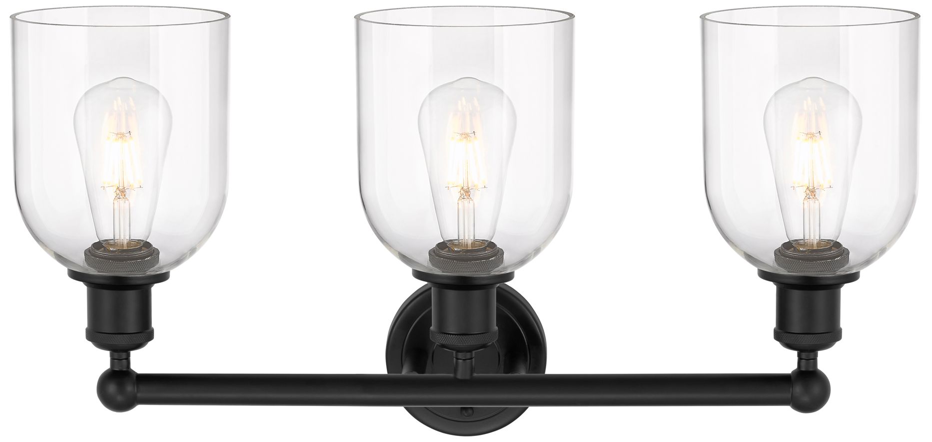 Image 2 Edison Bella 23.5" Wide 3 Light Matte Black Bath Light With Clear Shad more views