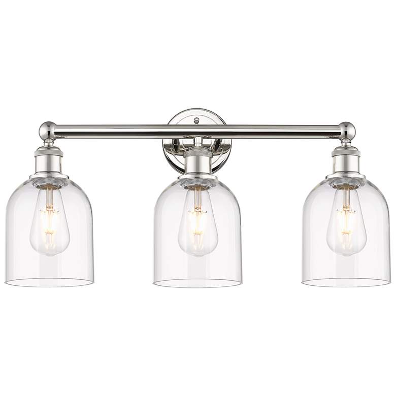 Image 1 Edison Bella 23.5" Wide 3 Light Polished Nickel Bath Light With Clear