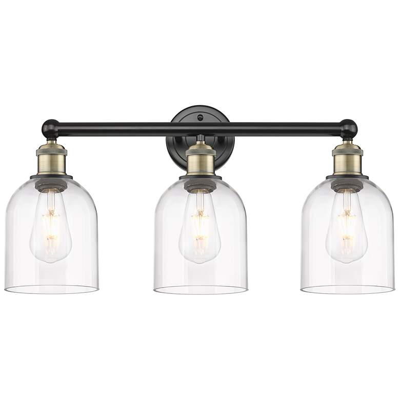 Image 1 Edison Bella 23.5"W 3 Light Black Antique Brass Bath Light w/ Clear Sh