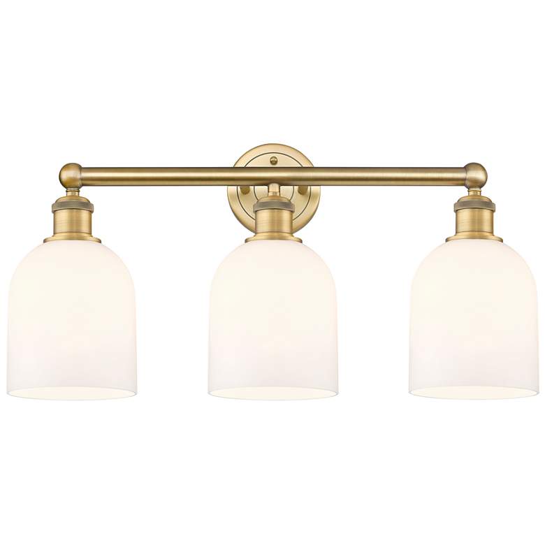 Image 1 Edison Bella 23.5"W 3 Light Brushed Brass Bath Light w/ Glossy White S