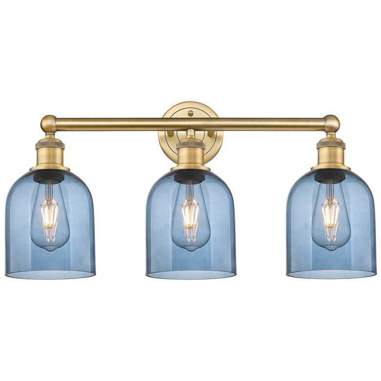 Image 1 Edison Bella 23.5"W 3 Light Brushed Brass Bath Light w/ Princess Blue