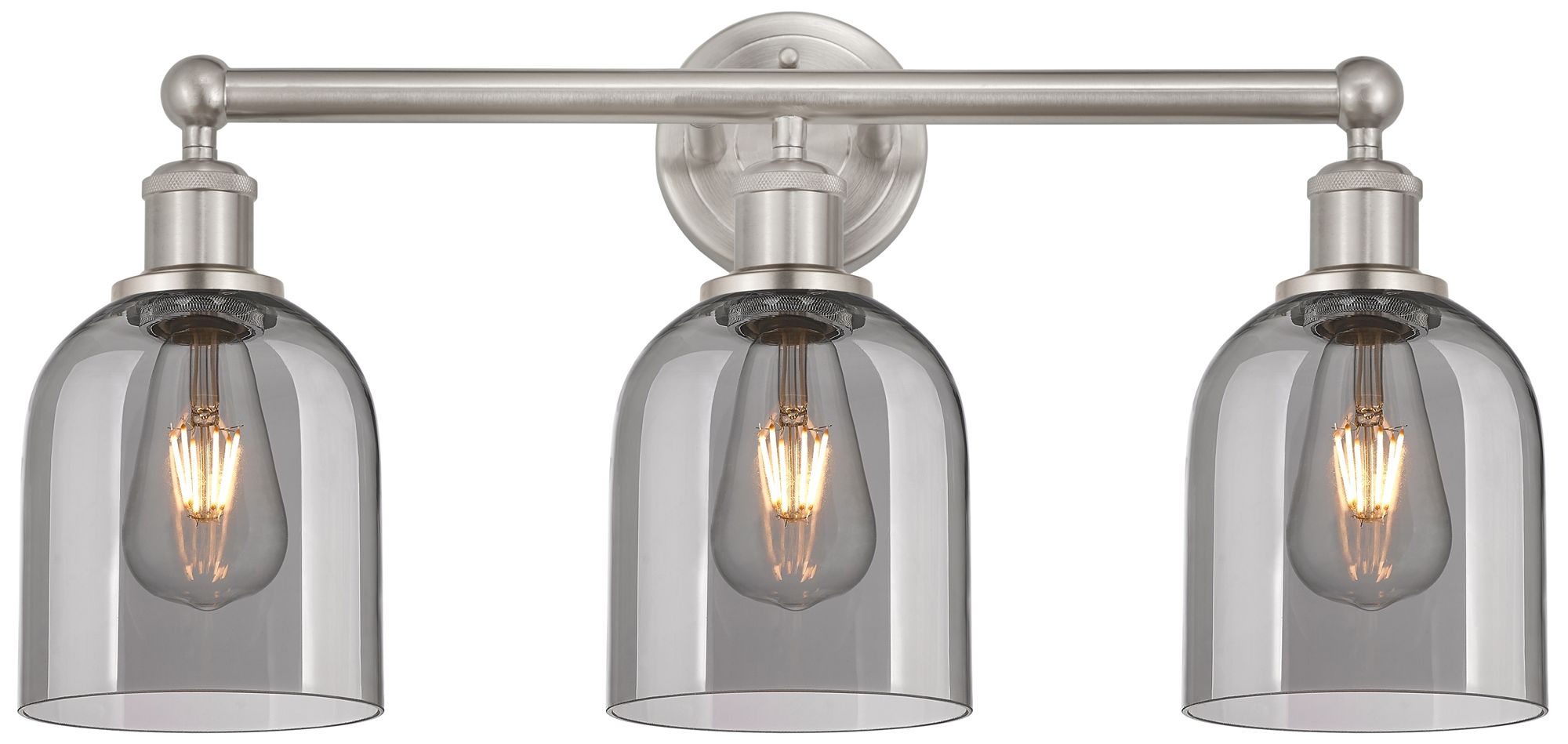 Edison Bella 23.5"W 3 Light Satin Nickel Bath Light w/ Light Smoke Sha