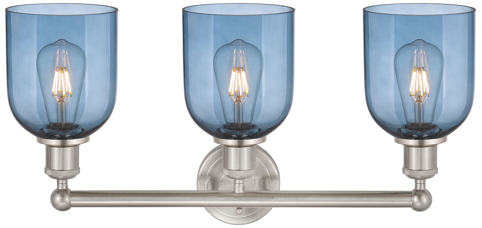 Image 2 Edison Bella 23.5"W 3 Light Satin Nickel Bath Light w/ Princess Blue S more views