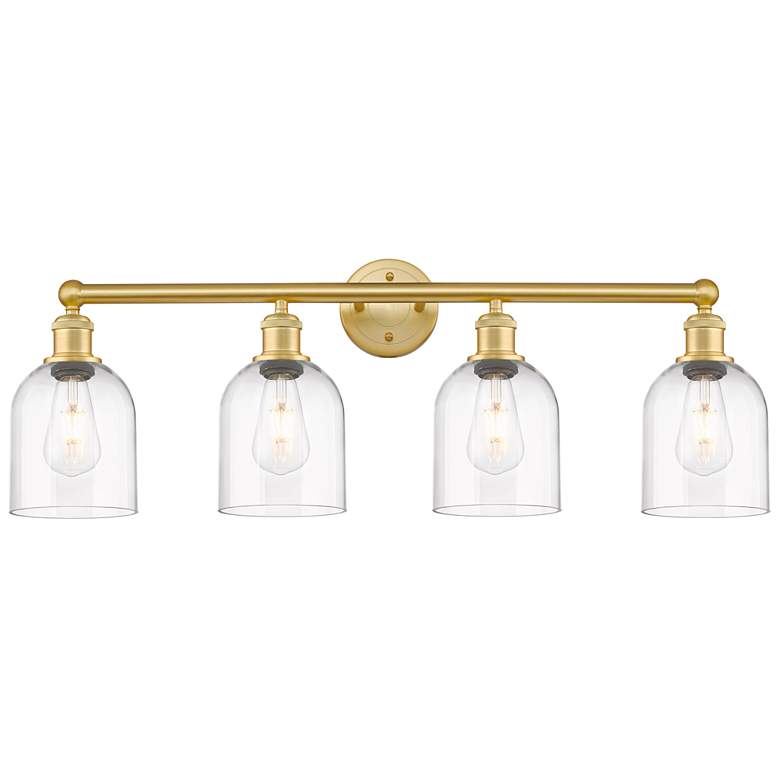 Image 1 Edison Bella 32.5" Wide 4-Light Satin Gold Bath Vanity Light w/ Clear