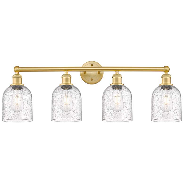 Image 1 Edison Bella 32.5" Wide 4-Light Satin Gold Bath Vanity Light w/ Seedy