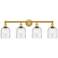 Edison Bella 32.5" Wide 4-Light Satin Gold Bath Vanity Light w/ Seedy