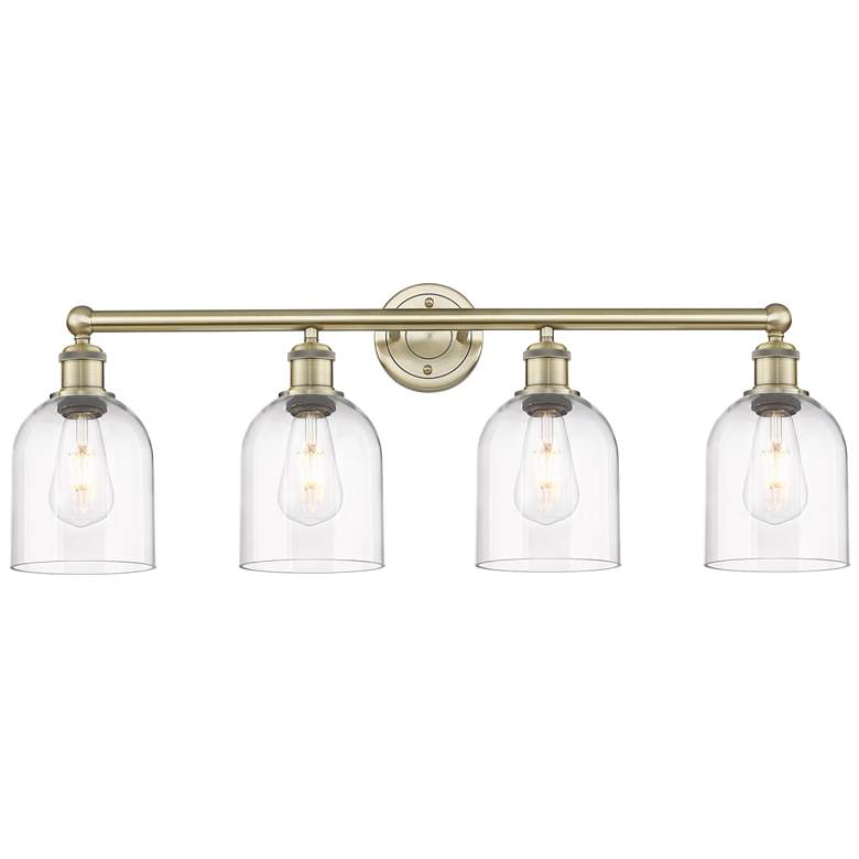 Image 1 Edison Bella 32.5"W 4-Light Antique Brass Bath Vanity Light w/ Clear S