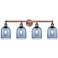 Edison Bella 32.5"W 4-Light Antique Copper Bath Vanity Light w/ Blue S