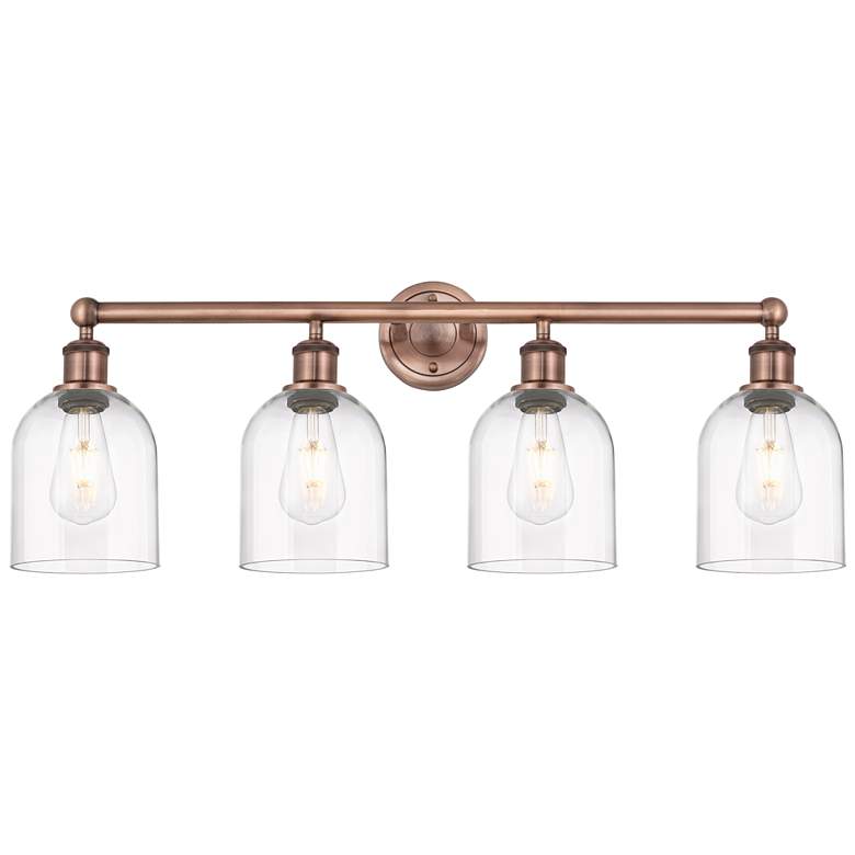 Image 1 Edison Bella 32.5"W 4-Light Antique Copper Bath Vanity Light w/ Clear