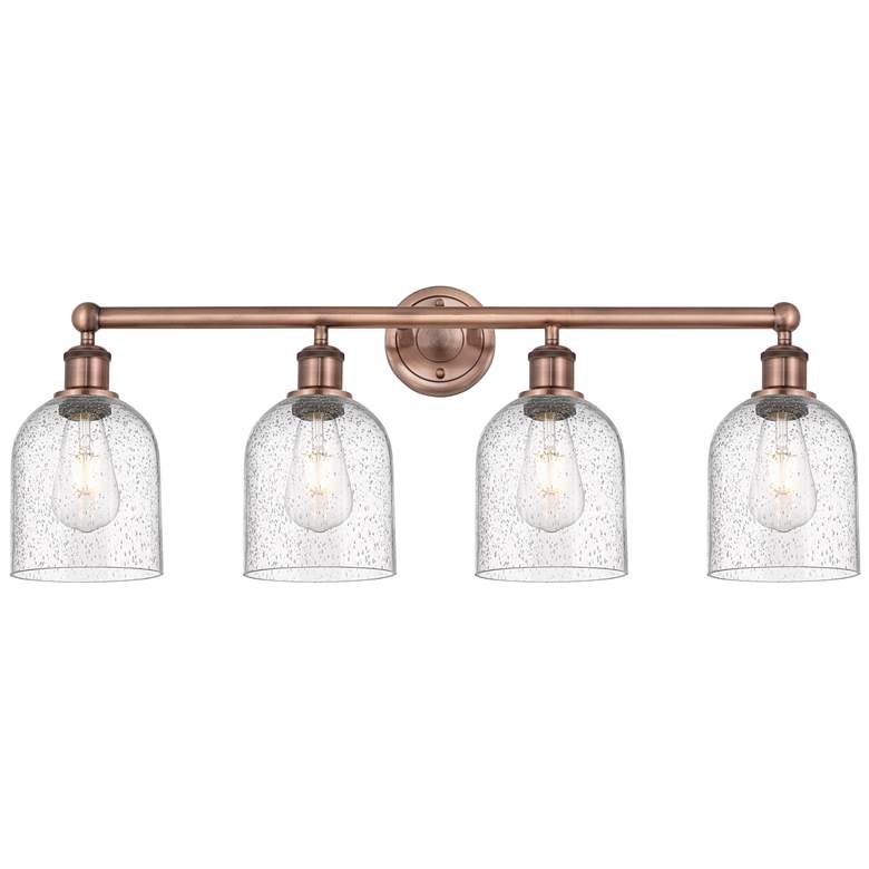 Image 1 Edison Bella 32.5"W 4-Light Antique Copper Bath Vanity Light w/ Seedy