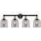 Edison Bella 32.5"W 4-Light Black Brass Bath Vanity Light w/ Smoke Sha