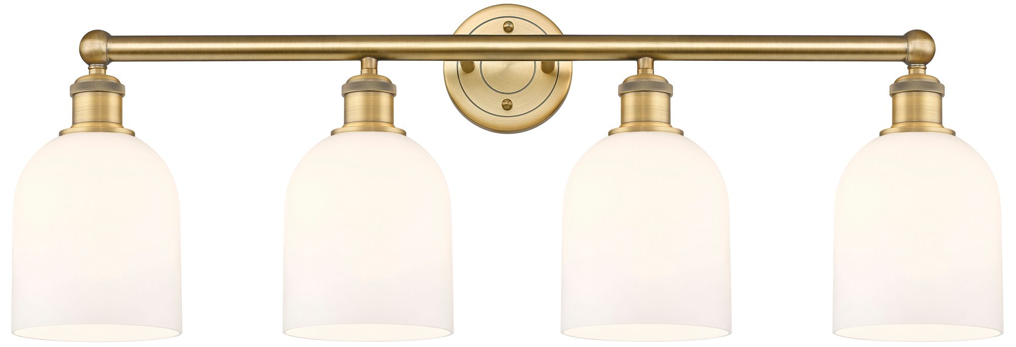Edison Bella 32.5"W 4-Light Brushed Brass Bath Light w/ Gloss White Sh