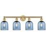 1_Edison Bella 32.5"W 4-Light Brushed Brass Bath Vanity Light w/ Blue Sh