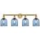 Edison Bella 32.5"W 4-Light Brushed Brass Bath Vanity Light w/ Blue Sh