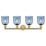 2_Edison Bella 32.5"W 4-Light Brushed Brass Bath Vanity Light w/ Blue Sh more views