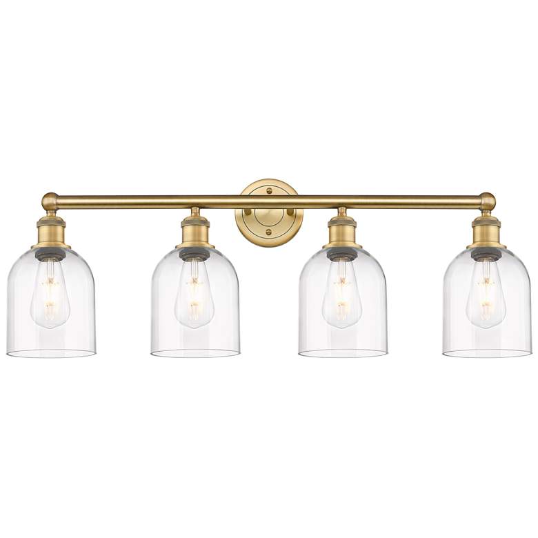 Image 1 Edison Bella 32.5"W 4-Light Brushed Brass Bath Vanity Light w/ Clear S