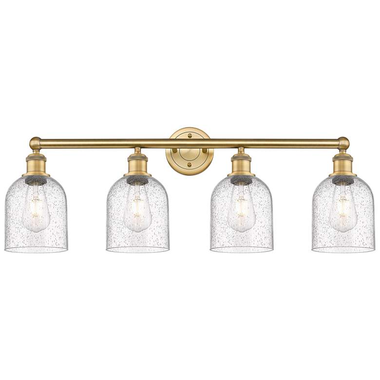 Image 1 Edison Bella 32.5"W 4-Light Brushed Brass Bath Vanity Light w/ Seedy S